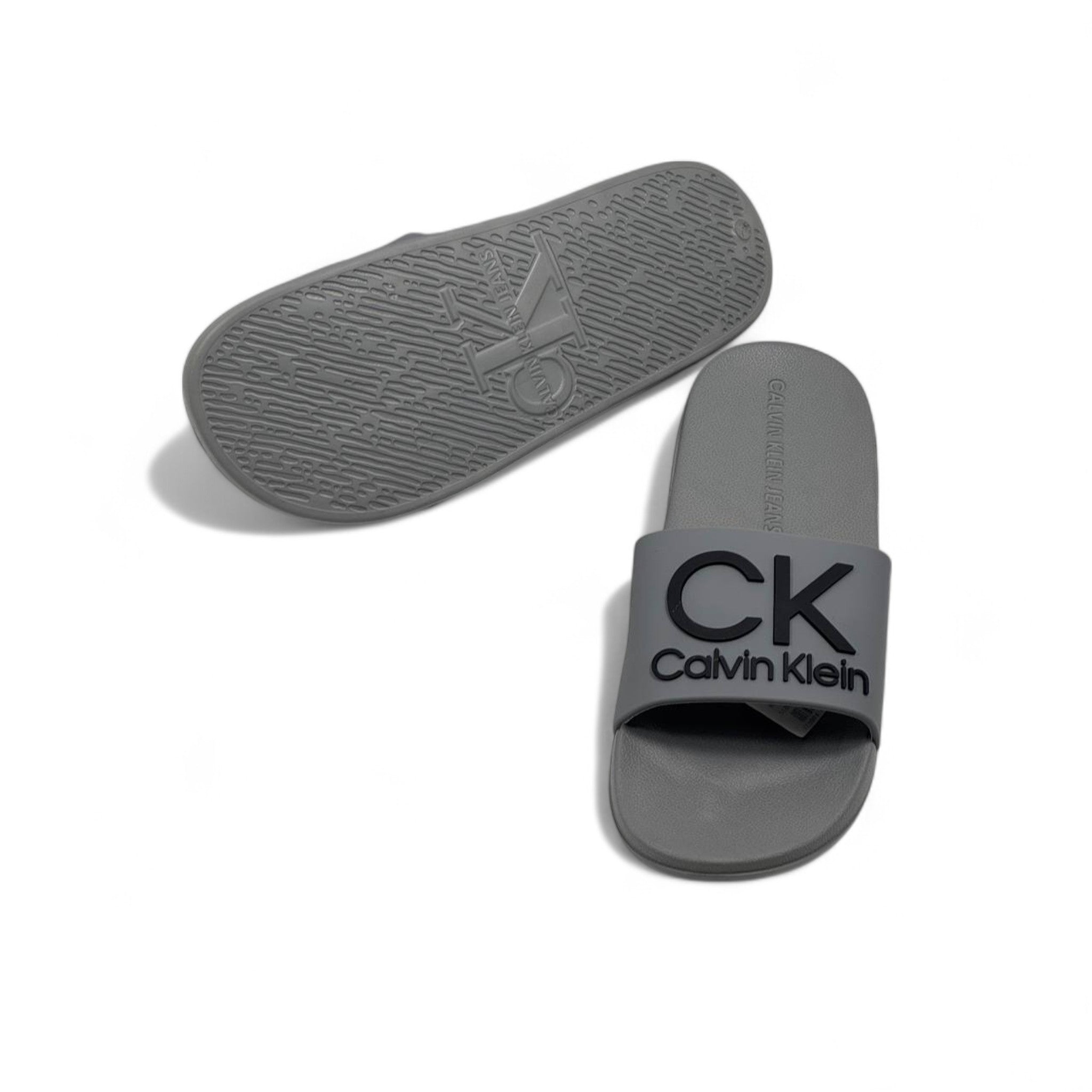 Calvin Klein CK Slides – Matte Grey Monochrome 🩶🖤