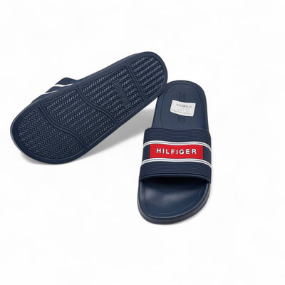 Tommy Hilfiger Striped Slides – Navy Red Iconic 🇺🇸🔥