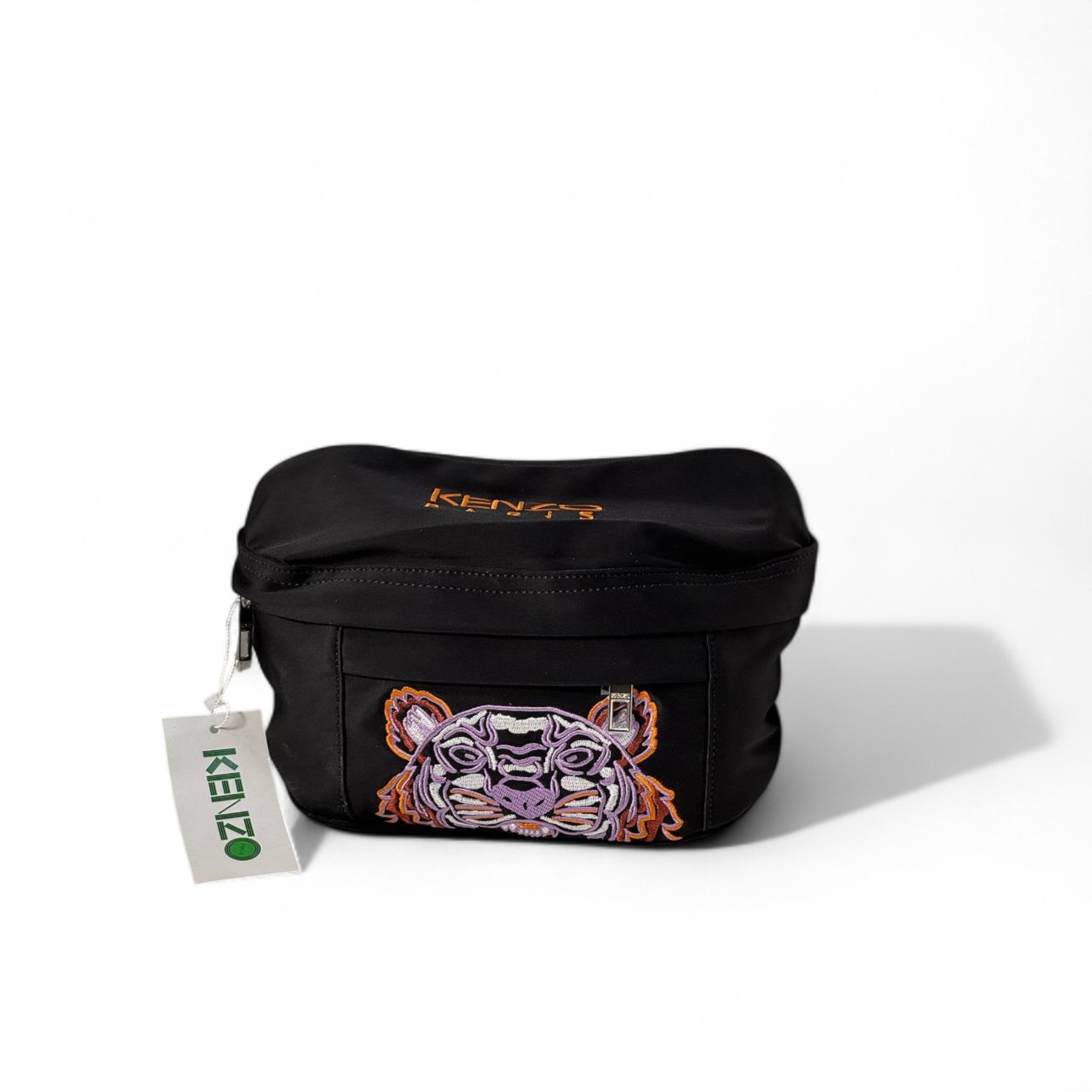 🔥 Kenzo Tiger Embroidered Belt Bag – Black Elegance 🐅🖤