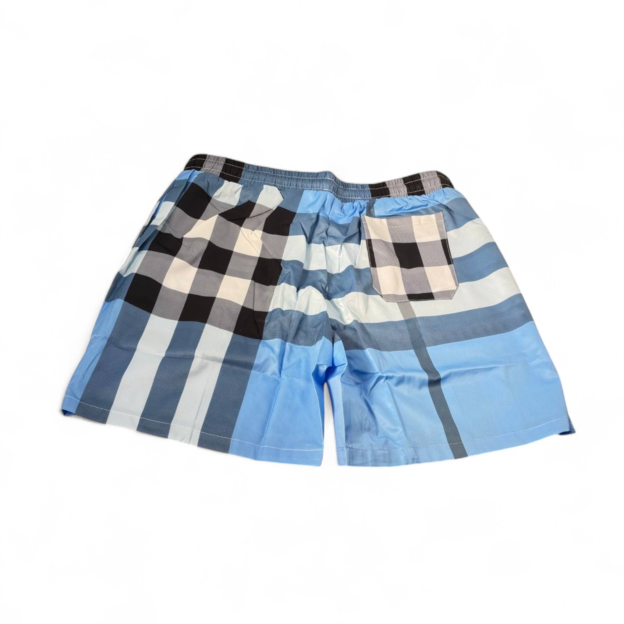 💎 Burberry-Style Blue Checkered Swim Shorts – Summer Elegance 🩳🌊