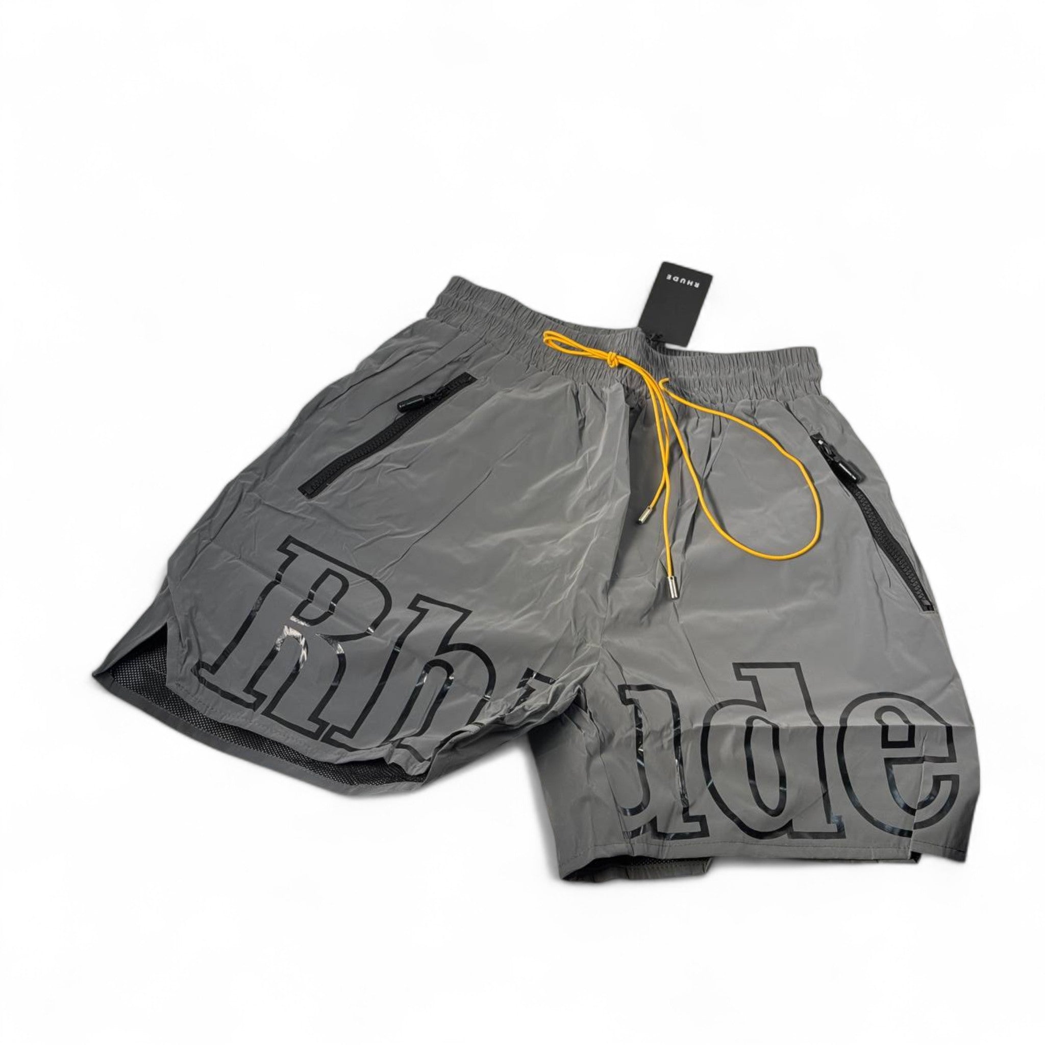 ⚫ Rhude Grey Reflective Swim Shorts – Urban Cool Edition 🌆🩳