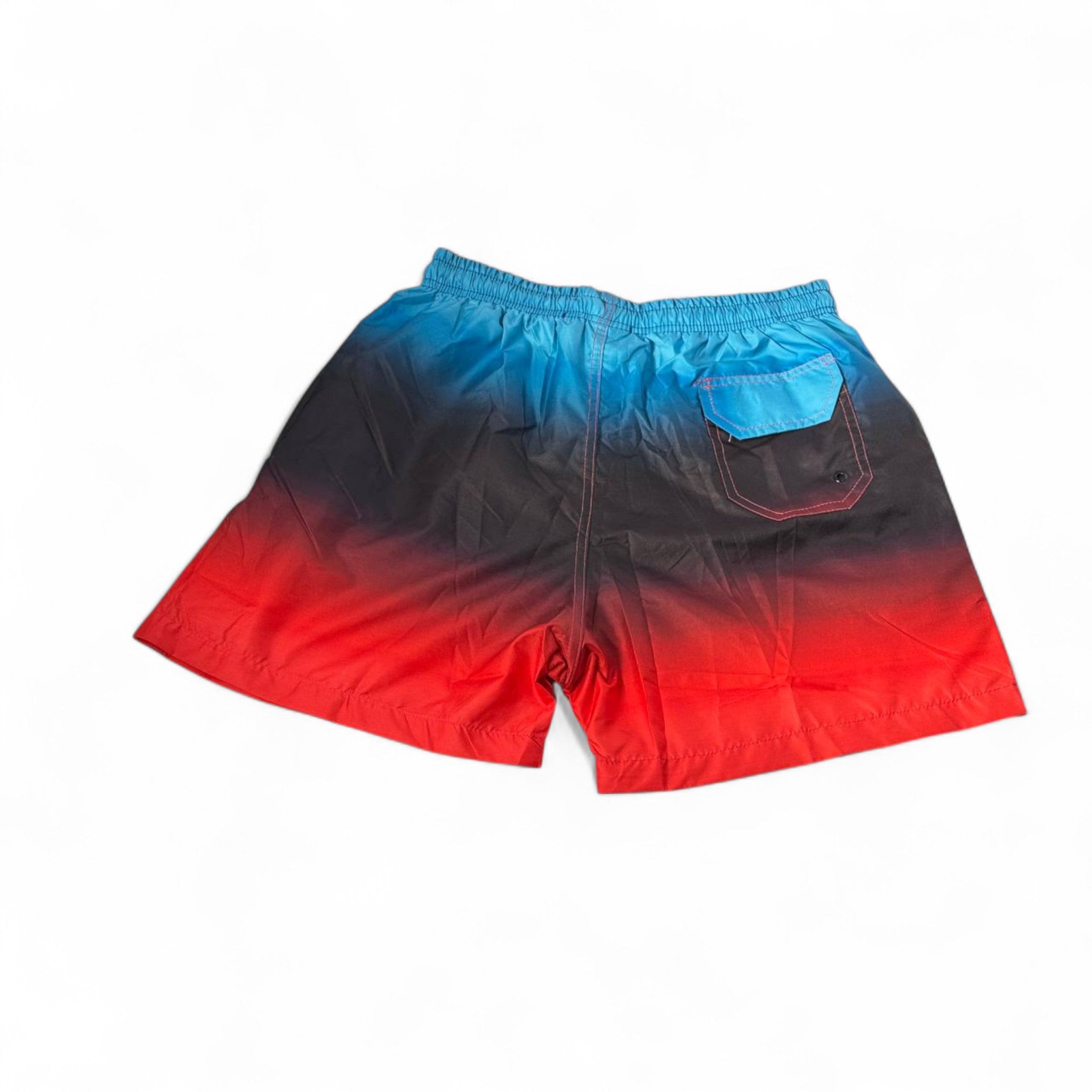 🔥 Hollister Red & Blue Ombre Swim Shorts – Sunset Blaze Edition 🏖️🩳