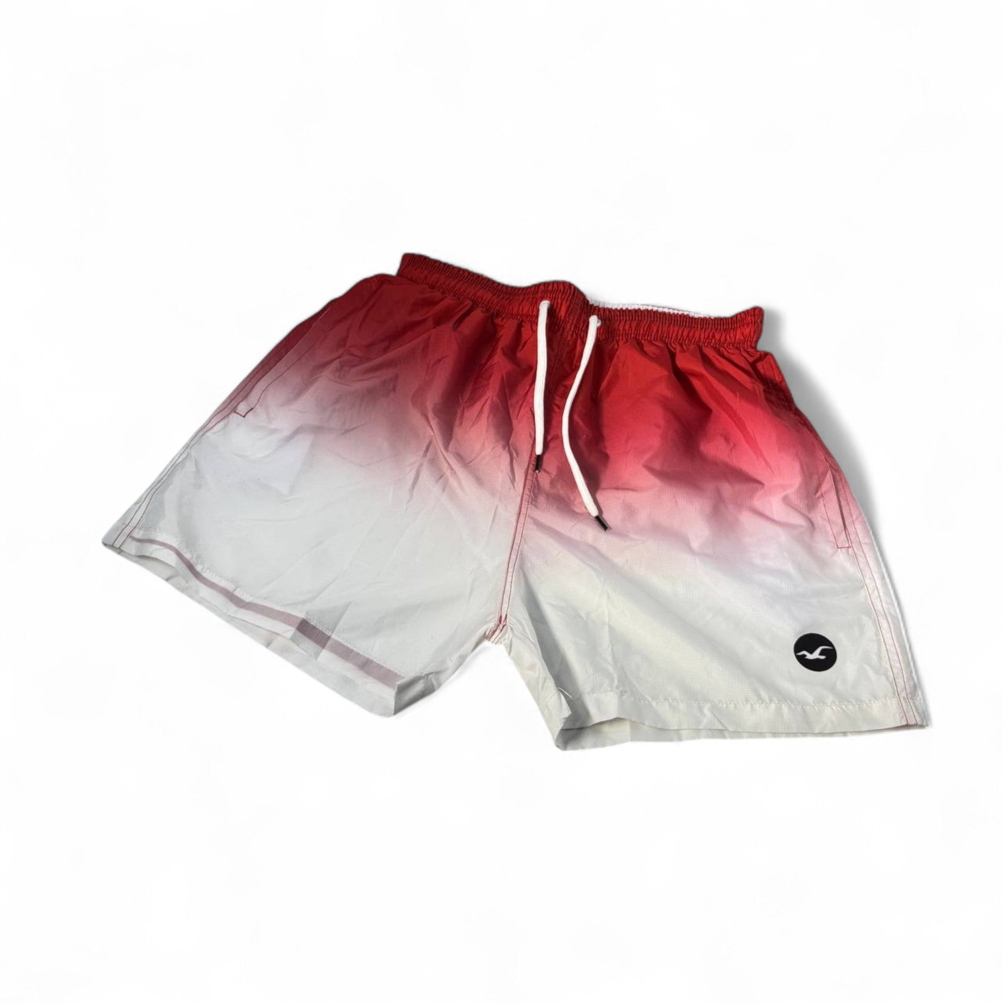 ❤️‍🔥 Hollister Red & White Ombre Swim Shorts – Sunset Drift Edition 🕊️🌊