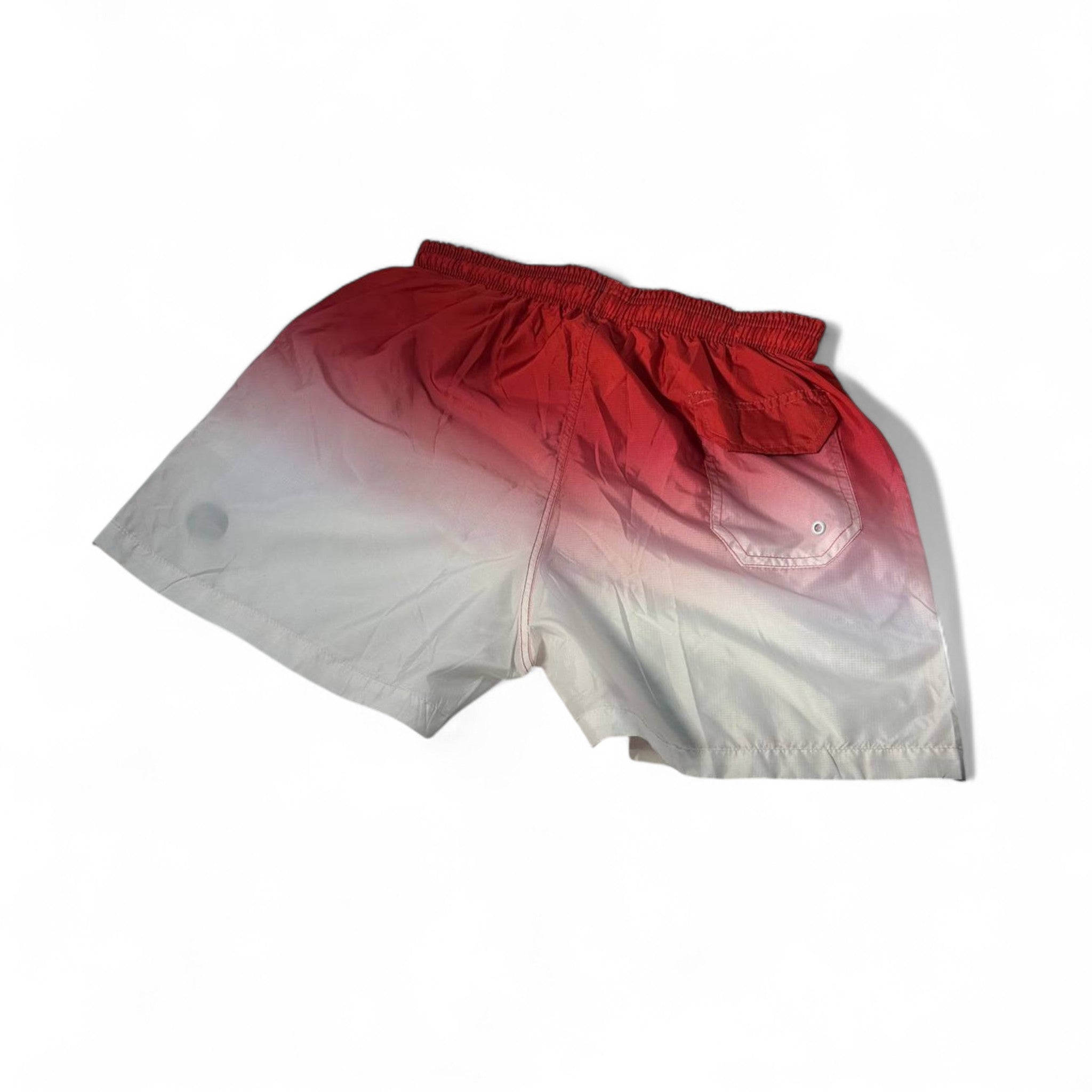 ❤️‍🔥 Hollister Red & White Ombre Swim Shorts – Sunset Drift Edition 🕊️🌊
