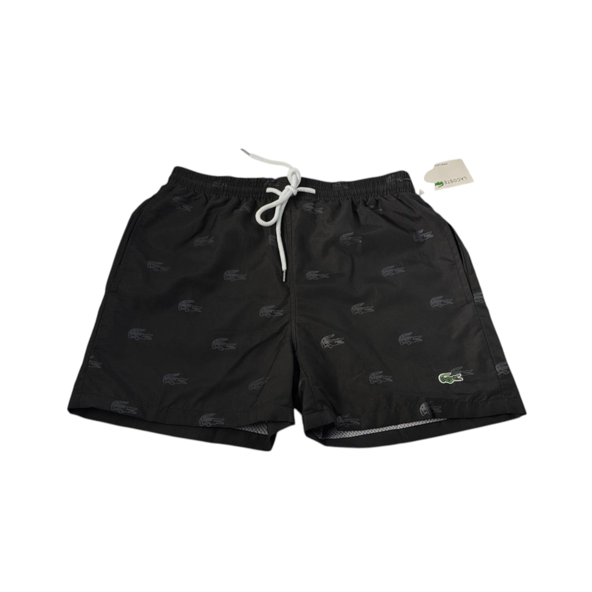 🐊 Lacoste Black Monogram Swim Shorts – Timeless Crocodile Style 🖤🌊