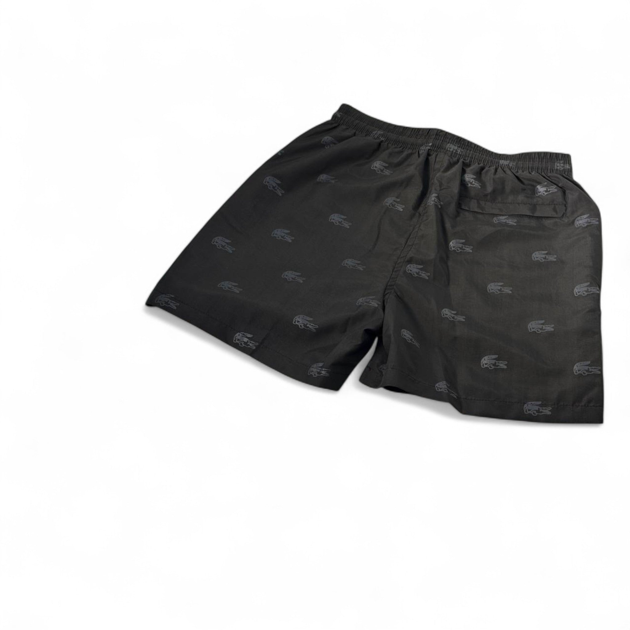 🐊 Lacoste Black Monogram Swim Shorts – Timeless Crocodile Style 🖤🌊