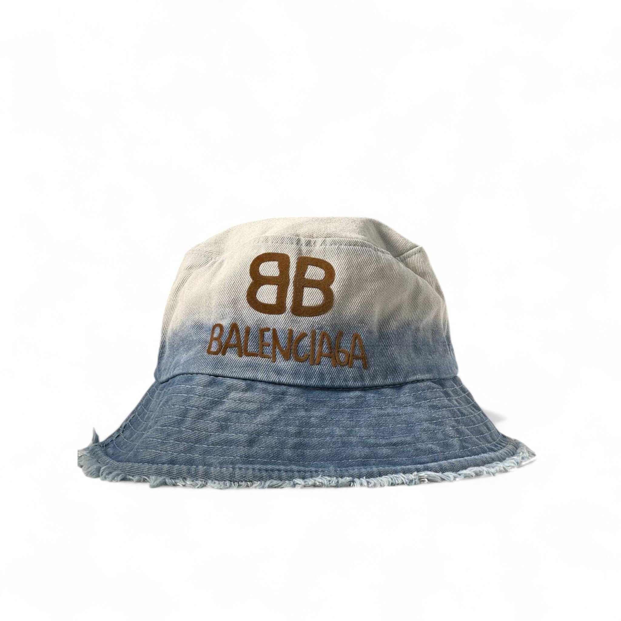 🌀 Balenciaga Denim Fade Bucket Hat – BB Vintage Washed Edition 👖🧢