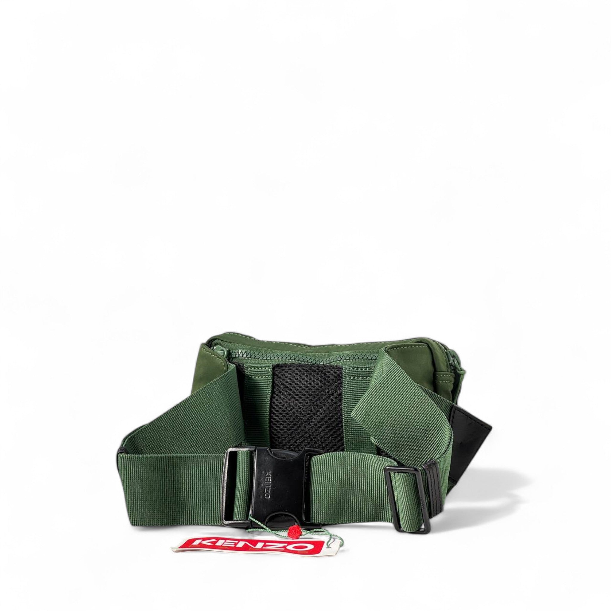 🌿 Kenzo Jungle Patch Belt Bag – Green Monogram with Tiger & Flower 🐯🌺