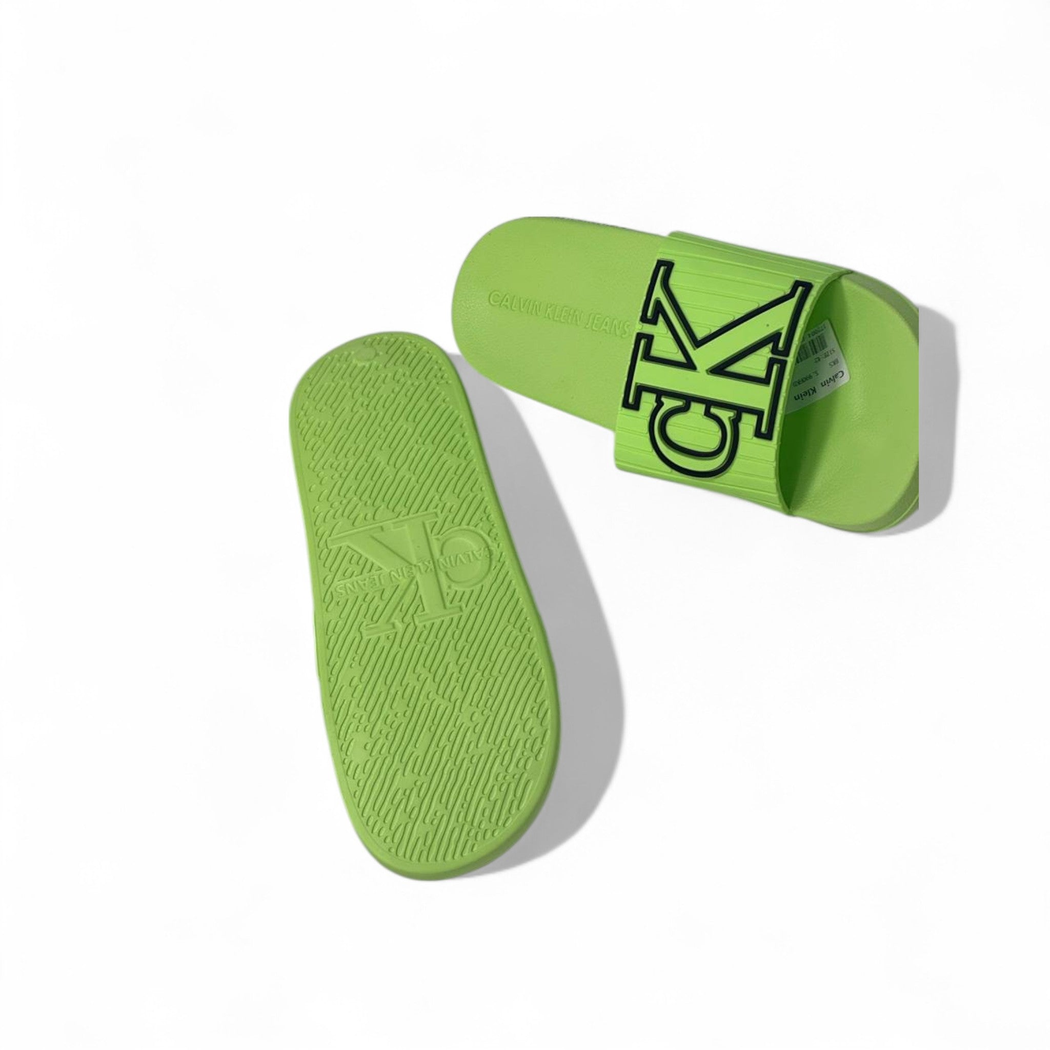 Calvin Klein Jeans CK Slides – Neon Green Pop 💚⚡