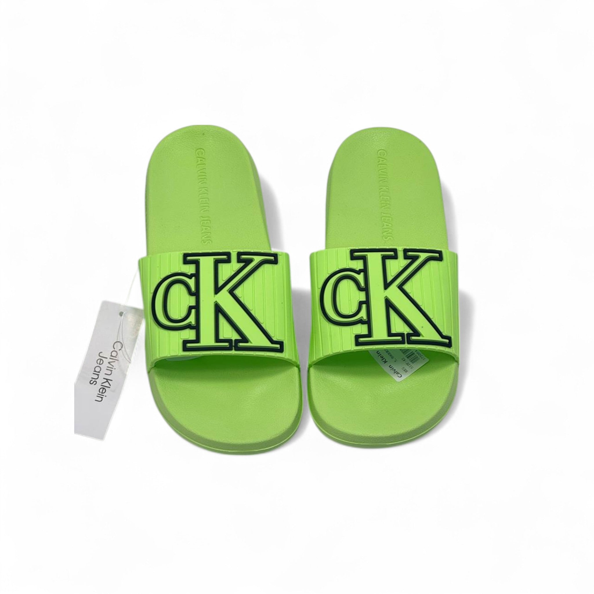 Calvin Klein Jeans CK Slides – Neon Green Pop 💚⚡