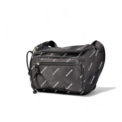 🖤 Balenciaga Allover Logo Belt Bag – Black Urban Luxe Edition 🎒✨