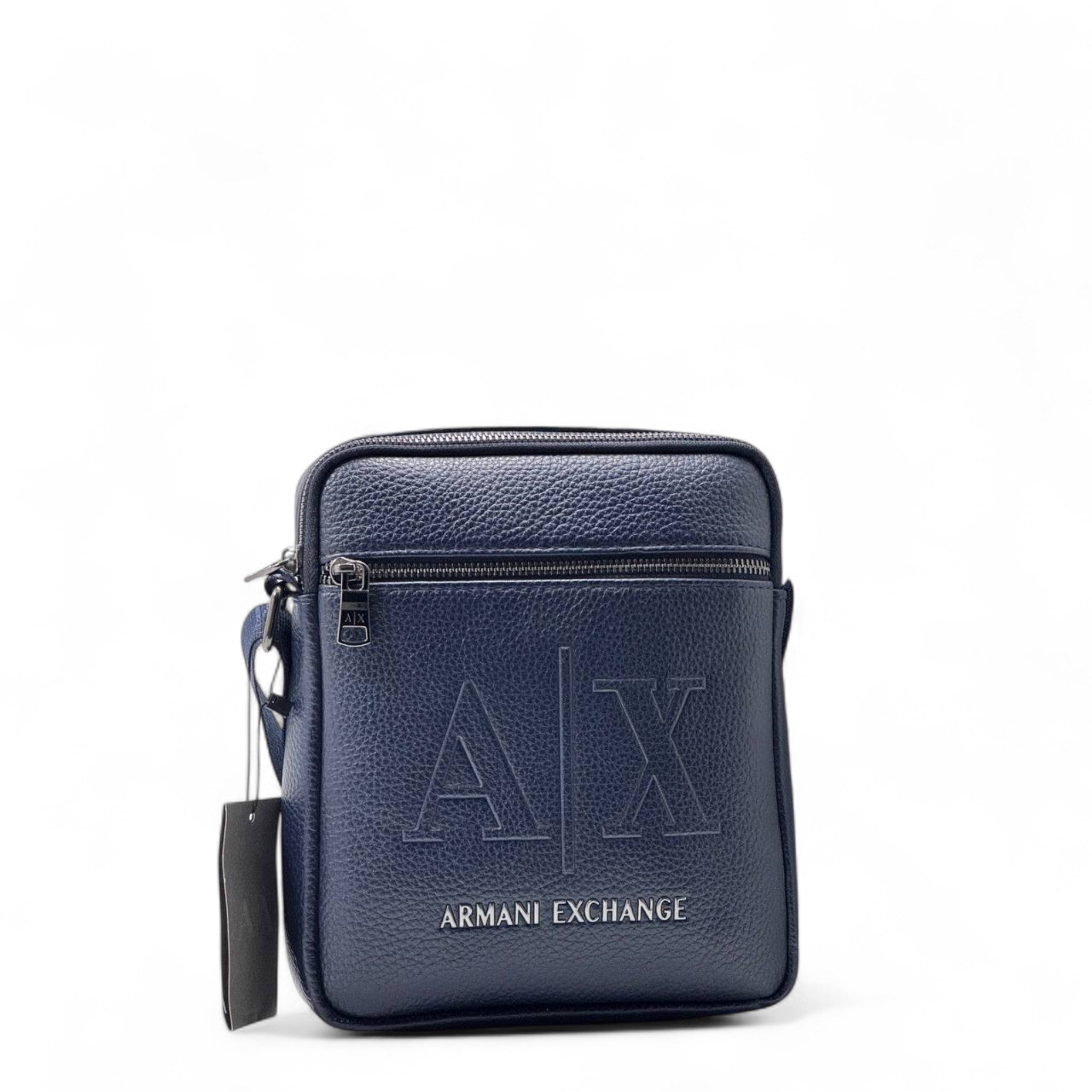 💙 Armani Exchange Navy Leather Crossbody Bag – Bold. Refined. Iconic.