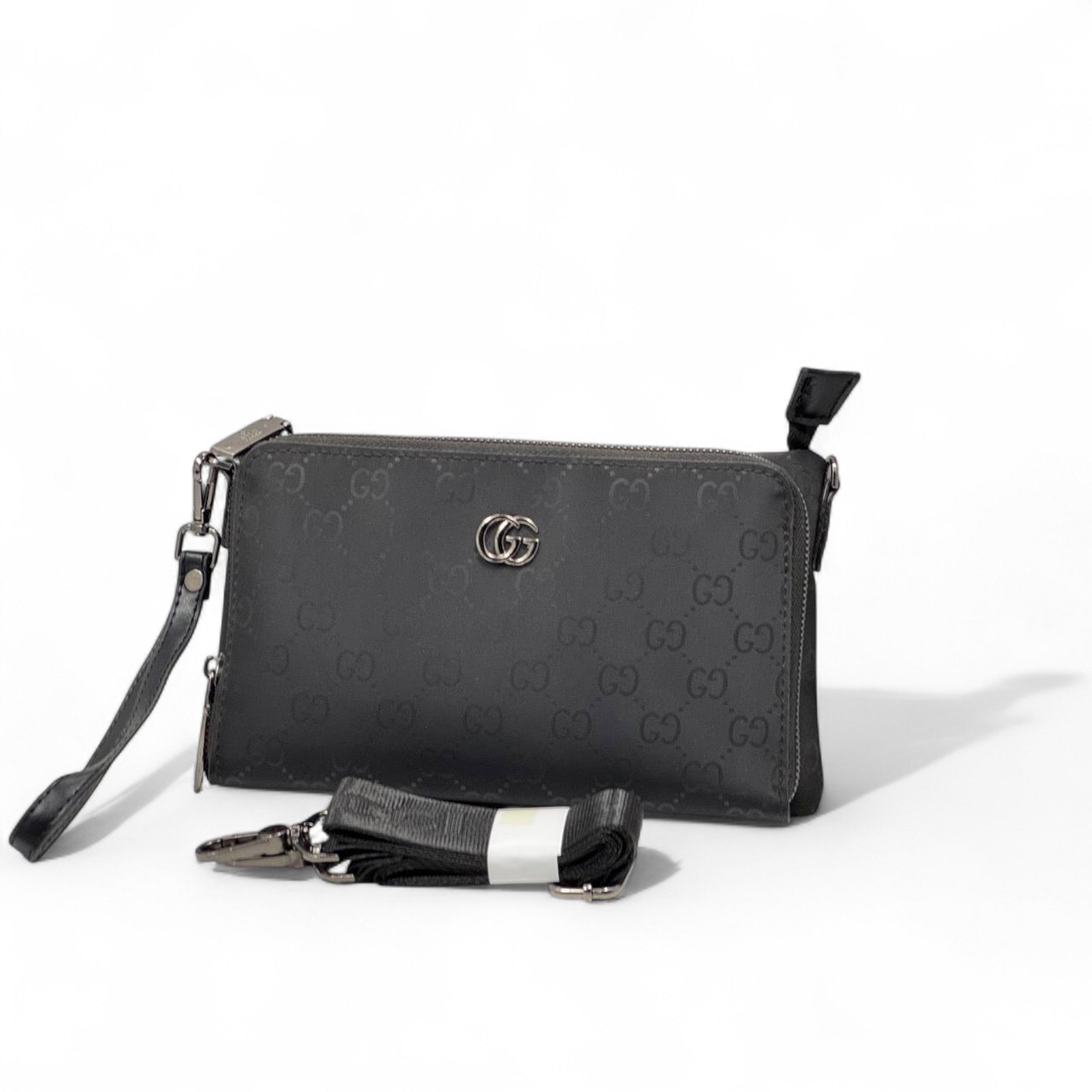 🖤 GUCCI GG Embossed Convertible Wallet – Crossbody & Wristlet 2-in-1