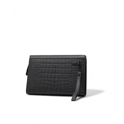 🖤 Montblanc Crocodile-Textured Leather Clutch – Elegant Wrist Wallet