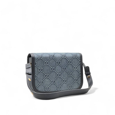Gucci Horsebit 1955 Denim Monogram Shoulder Bag – Iconic Elegance