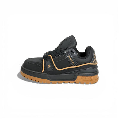 🖤 Louis Vuitton Luxury Low-Top Sneakers – Black with Camel Sole 👟✨