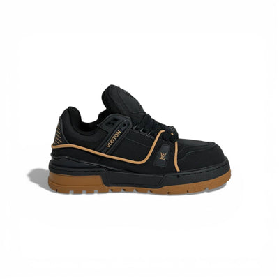 🖤 Louis Vuitton Luxury Low-Top Sneakers – Black with Camel Sole 👟✨