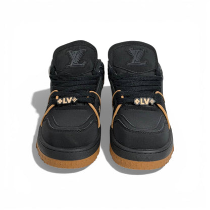 🖤 Louis Vuitton Luxury Low-Top Sneakers – Black with Camel Sole 👟✨
