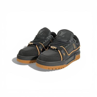 🖤 Louis Vuitton Luxury Low-Top Sneakers – Black with Camel Sole 👟✨