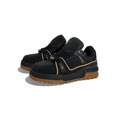 🖤 Louis Vuitton Luxury Low-Top Sneakers – Black with Camel Sole 👟✨