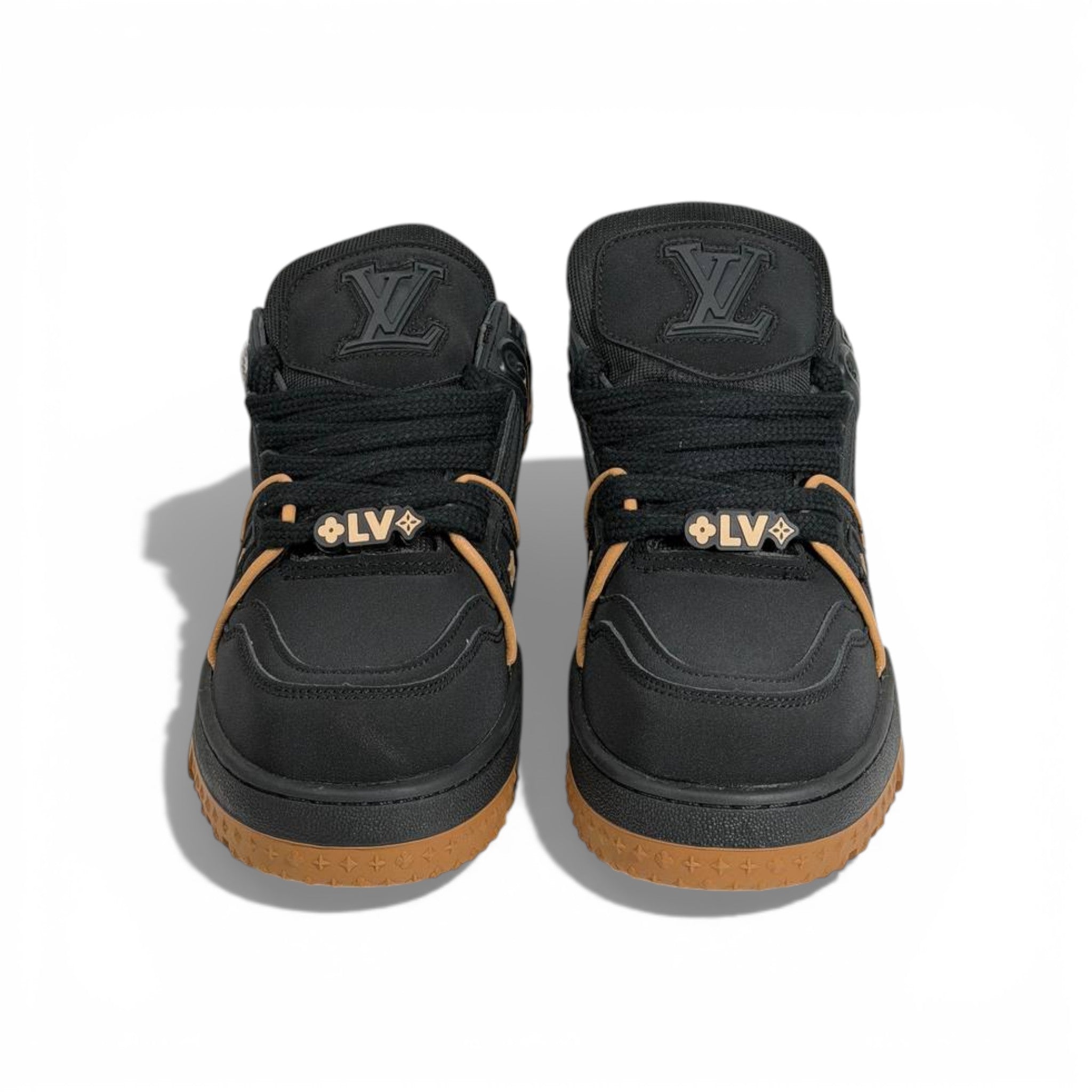 🖤 Louis Vuitton Luxury Low-Top Sneakers – Black with Camel Sole 👟✨