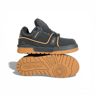 🖤 Louis Vuitton Luxury Low-Top Sneakers – Black with Camel Sole 👟✨