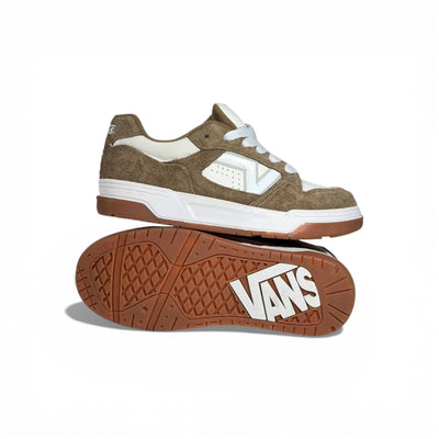 👟🔥 Vans Low-Top Sneakers – Brown Suede & White Classic Street Style 🤎🤍