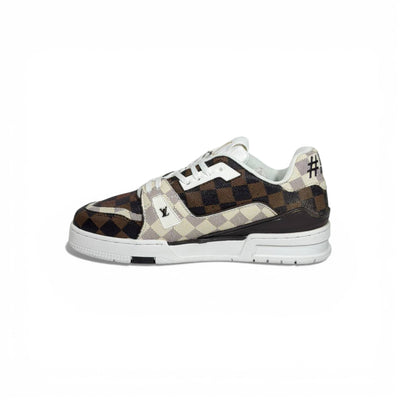 👟✨ Louis Vuitton Damier Low-Top Sneakers – Brown & Cream Luxury Street Style 🤎🤍