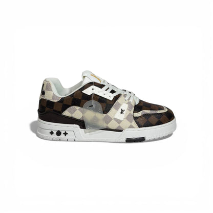 👟✨ Louis Vuitton Damier Low-Top Sneakers – Brown & Cream Luxury Street Style 🤎🤍