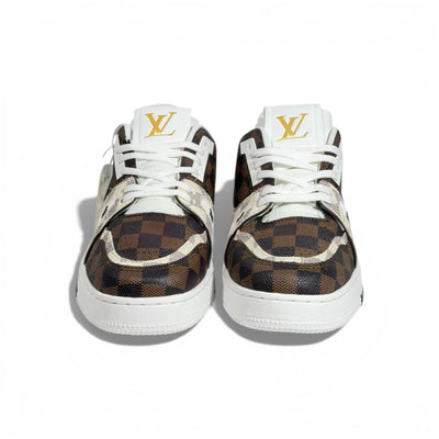 👟✨ Louis Vuitton Damier Low-Top Sneakers – Brown & Cream Luxury Street Style 🤎🤍