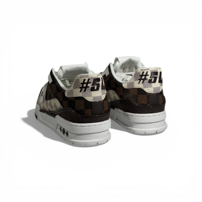 👟✨ Louis Vuitton Damier Low-Top Sneakers – Brown & Cream Luxury Street Style 🤎🤍