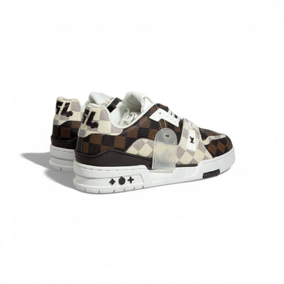 👟✨ Louis Vuitton Damier Low-Top Sneakers – Brown & Cream Luxury Street Style 🤎🤍