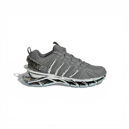 ⚡👟 Philipp Plein Futuristic Sneakers – Grey with Chrome Sole Statement 💎🔥
