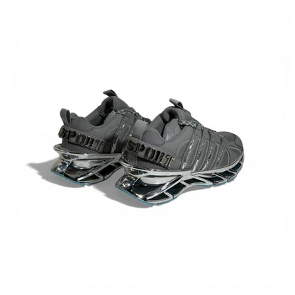 ⚡👟 Philipp Plein Futuristic Sneakers – Grey with Chrome Sole Statement 💎🔥