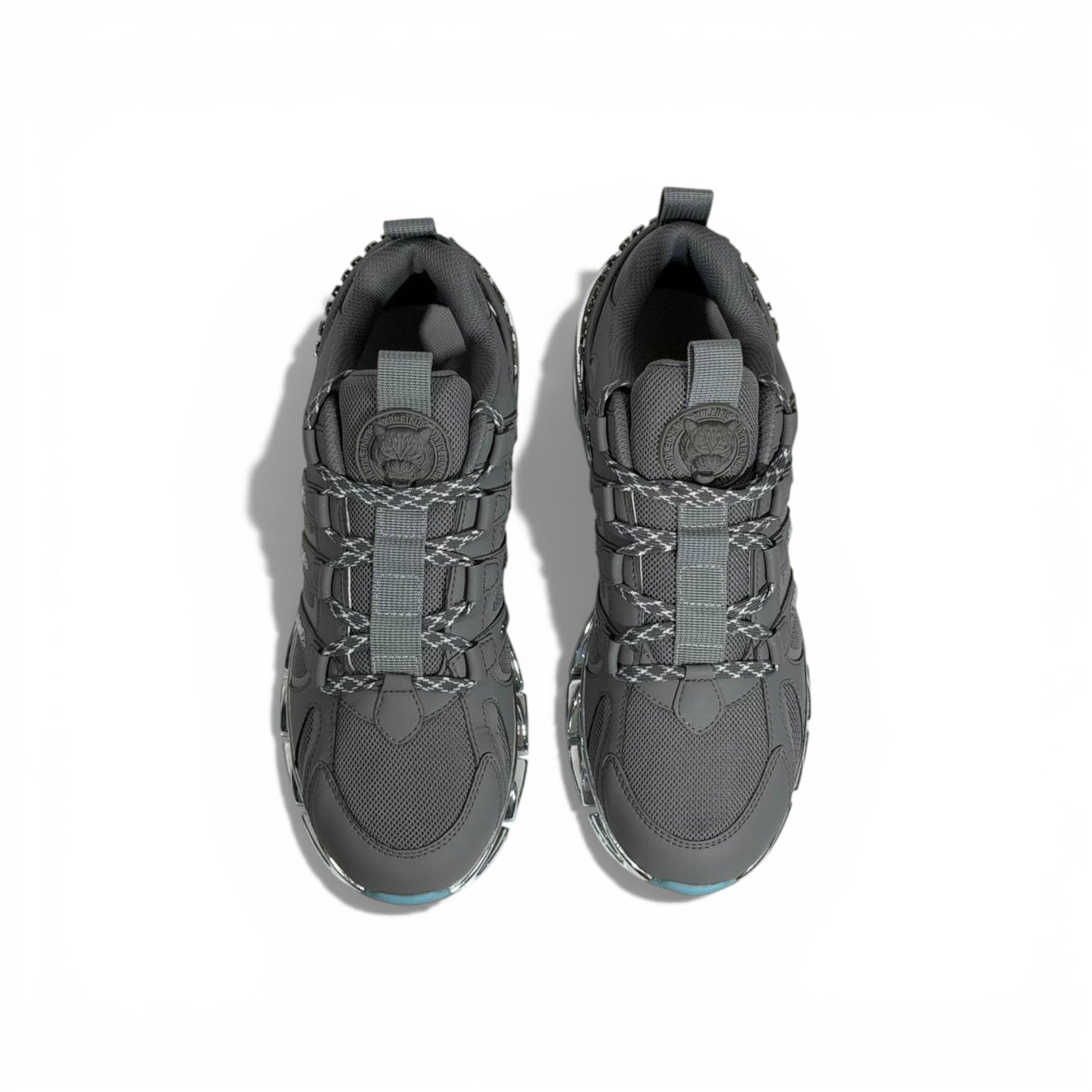 ⚡👟 Philipp Plein Futuristic Sneakers – Grey with Chrome Sole Statement 💎🔥