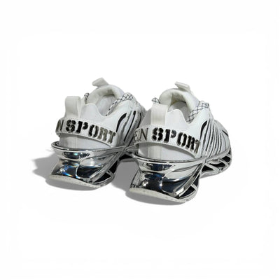 ⚡🤍 Philipp Plein White Chrome Blade Sneakers – Futuristic Luxury Icon 👟✨