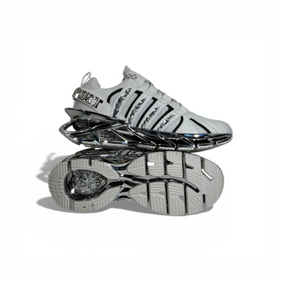 ⚡🤍 Philipp Plein White Chrome Blade Sneakers – Futuristic Luxury Icon 👟✨
