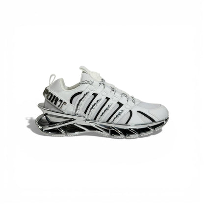 ⚡🤍 Philipp Plein White Chrome Blade Sneakers – Futuristic Luxury Icon 👟✨
