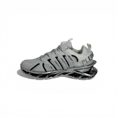 ⚡🤍 Philipp Plein White Chrome Blade Sneakers – Futuristic Luxury Icon 👟✨
