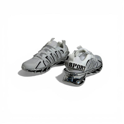 ⚡🤍 Philipp Plein White Chrome Blade Sneakers – Futuristic Luxury Icon 👟✨