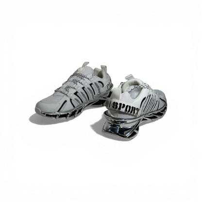 ⚡🤍 Philipp Plein White Chrome Blade Sneakers – Futuristic Luxury Icon 👟✨