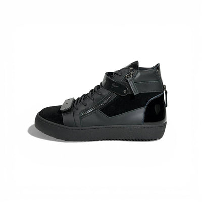 🖤🔥 Giuseppe Zanotti Black High-Top Sneakers – Zip & Strap Edition 👟✨