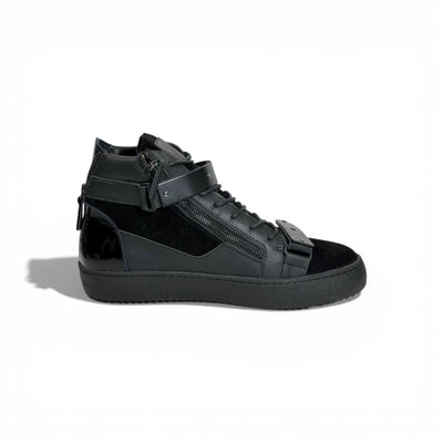 🖤🔥 Giuseppe Zanotti Black High-Top Sneakers – Zip & Strap Edition 👟✨