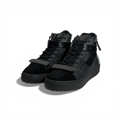 🖤🔥 Giuseppe Zanotti Black High-Top Sneakers – Zip & Strap Edition 👟✨