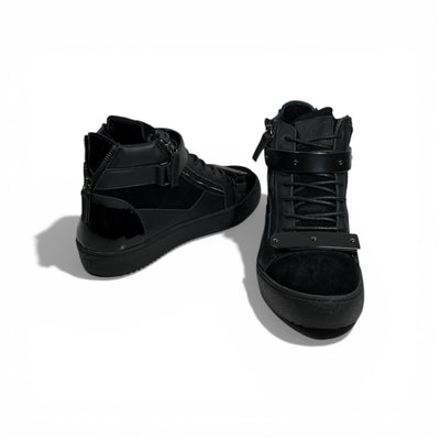🖤🔥 Giuseppe Zanotti Black High-Top Sneakers – Zip & Strap Edition 👟✨