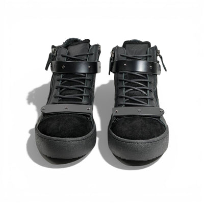 🖤🔥 Giuseppe Zanotti Black High-Top Sneakers – Zip & Strap Edition 👟✨