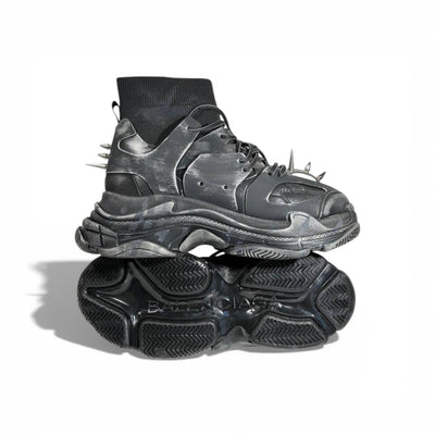 🖤🔥 Balenciaga Track High-Top Black Sneakers – Spike Edition 👟⚡