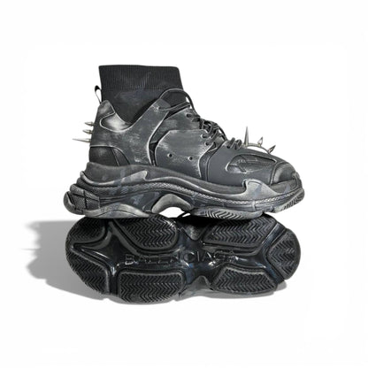 🖤🔥 Balenciaga Track High-Top Black Sneakers – Spike Edition 👟⚡
