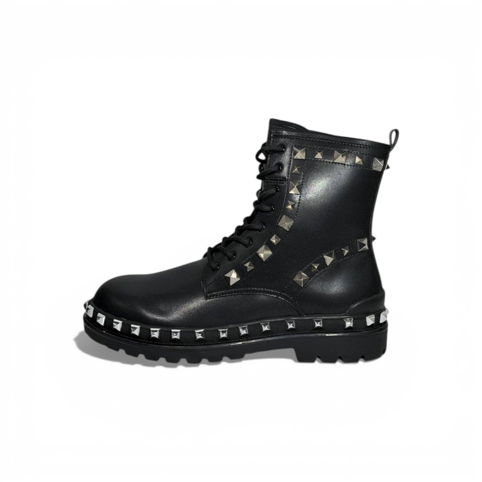 Balenciaga Studded Combat Boots – Black Leather Statement Design