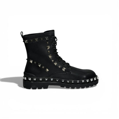Balenciaga Studded Combat Boots – Black Leather Statement Design